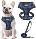 PUPTECK Soft Mesh Dog Harness and Leash Set Pet Puppy Cat Comfort Padded Vest No Pull Harnesses, Navy Blue, S
