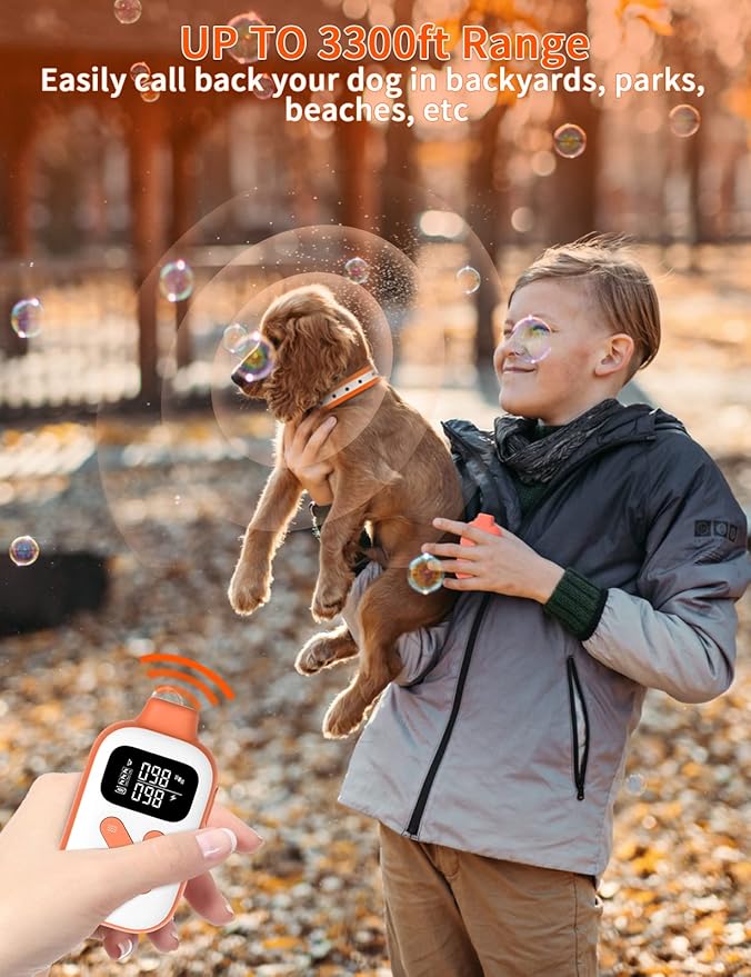 PaiPaitek 2-in-1 Dog Bark Collar and Shock Collar with Remote 3300ft Range - 5 Adjustable Sensitivity Levels, IP67 Waterproof Training Collar for Small, Medium, and Large Dogs (5-120 lbs)