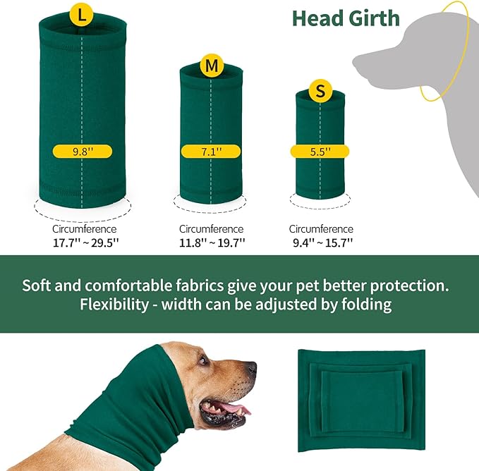 Nanaki Dog Calming Hoodie Ear Wraps for Dogs, Fireworks Ear Protection Head Muffs Doggy Warp Anxiety Relief, Doggy Hematoma Wrap, Pet Head Cover for Grooming and Force Drying Bathing Pet Protector