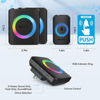 TECKNET Wireless Doorbell with 2 Plug-in Receivers, IP65 Waterproof Doorbells for Home, 1300ft Operating Range, 60 Melodies & 5 Volume Levels of 0-120 dB, RGB Light for Hearing Impaired