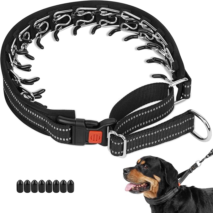 Crazy Felix No Pull Martingale Collar for Large Medium Small Dog Pitbull German Shepherd Doberman, Dog Collar Anti Pull with Buckle for Training Walking (Black, S-Neck 11-13", 1" Wide)