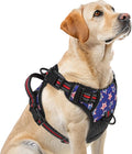 PUPTECK No Pull Tactical Dog Harness for Large, Adjustable Reflective Dog Harness with Handle Easy Control, Comfortable Soft Padded Pet Vest Harness for Large Dogs, Blue Stars L
