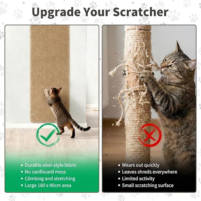 71" X 15.8" Thickened Cat Wall Climbing Carpet, Extra Large Cat Wall Scratcher Mat Tall Wall Mounted Climbing Cat Scratcher with 16 pcs Fixed Nails for Indoor Furniture Couch Sofa Protection (Camel)