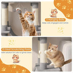 Tangkula Tall Cat Tree, 63 Inch Large Cat Tower with Sisal Scratching Posts, Plush Top Perch, Condo, Hammock, Basket Bed, Dangling Balls & Jumping Platforms for Indoor Cats Large Adult (Light Grey)