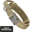 Tactical Dog Collar with Handle - Adjustable Nylon Training Military Dog Collar with Heavy Duty Metal Buckle Collar for Medium Large Dogs,with Patch