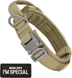 Tactical Dog Collar with Handle - Adjustable Nylon Training Military Dog Collar with Heavy Duty Metal Buckle Collar for Medium Large Dogs,with Patch