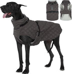 Kuoser Dog Coat Warm Fleece Lining Turtleneck Dog Jacket with Harness Built-in, Windproof Cold Weather Coats with Quick Release Buckle Pet Winter Snowsuit for Extra Large Dogs Great Dane, Grey 3XL