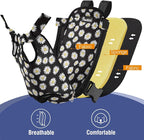 Pawaboo Adjustable Dog Carrier Purses, Pet Front Cat Travel Bag Dog Carrier Purses for Traveling Hiking Camping, Legs Out, Easy-Fit for Small Medium Dogs, M, Black Daisy