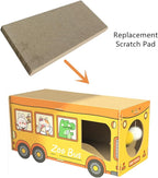 SHENGOCASE 4-Pack 10.8" x 25.6" Extra Large Long Replacement Cat Scratch Pad for Bus Shaped Cat Scratcher House, Cardboard Scratcher for Maine Coon