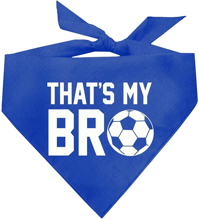 That's My Bro Dog Bandana | 100% Cotton Adjustable Triangle | Made in USA | Soccer| Sports | Biggest Fan | Game Day | Royal, X-Small (533)