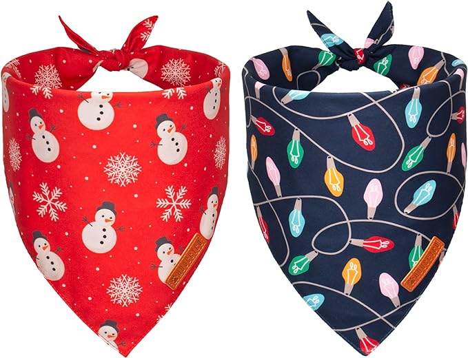 ADOGGYGO Christmas Dog Bandana, Snowman Xmas Pet Scarf, Premium Durable Fabric, Christmas Bandanas for Extra Large Dogs Pets (X-Large)