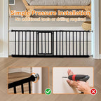 18" Height Short Dog Gate Adjustable18-48" Extra Wide Dog Gate with Small Cat Door,Pet Gate with 4 Extension Kits Pressure Mounted for Doorways & Stairs (Black, 18" Height)