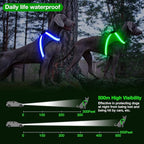 ChalkLit Light Up Dog Harness, No Pull Led Dog Harness Glow-in-The-Dark for Night Walking, USB Rechargeable Lighted Safety Vest for Medium Large Dogs, Adjustable Soft Mesh Fully Illuminated (Green, M)