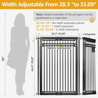 78.8" Extra Tall Cat Gate, 28.3-33" Wide Cat Door for Stairs, Pressure Mounted Easy Walk Through Safety Metal Pet Door for Doorway, No Drilling Pet Gate for Dogs (Black)