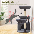 Taoqimiao MS043G Cat Tree, 32.2-Inch Cat Tower for Indoors Cats, Cat Condo with Large Cat Perch, Spacious Cat Cave, Scratching Posts for Small and Medium Cats, Smoky Gray