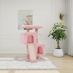 34" Cat Tree Tower Multi-Level Cat Condo with Large Perch, Sisal Scratching Posts and Sisal Ramp for Kittens to Adults Cats, Fits Living Room, Bedroom, Apartments (Pink)