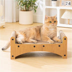 Avont Cat Scratcher Lounge, 3-in-1 Reversible Cardboard Scratching Bed, Horizontal Lounger for Indoor Cats Kittens - Nature