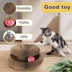 Kitty Curls Cat Toy, Magic Organ Cat Scratching Board with Bell-Ball, Foldable Interactive Marlenes Kitten Curls Cat Scratchers for Indoor Cats