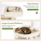 Globlazer Extra Large Cat Tree Tower for Indoor Cats Large Adult, 80in Tall Heavy Duty Cat Tree with 3 Spacious Cat Condos, Oversized Fan-Shaped Perch, 6 Full Sisal Scratching Posts, S80, Beige