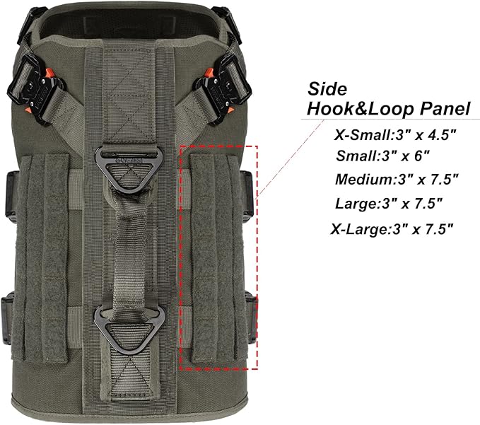 ICEFANG GN3 Tactical Dog Harness with 6X Buckle,Dog Molle Vest with Handle,3/4 Body Coverage,Hook and Loop Panel for ID Patch,No Pulling Front Clip (L (28"-35" Girth), Ranger Green)