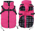 Geyecete Winter Warm Coat Waterproof Dog Winter Jacket with Harness Traction Belt,Pet Outdoor Jacket Dog Autumn and Winter Clothes for Medium, Small Dog-Pink-XXL