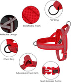 Didog No Pull Dog Harness with Breathable Mesh Padded, Full Reflective & Quick Fit Adjustable Vest Harness, Easy for Training Walking for Small & Medium and Large Dogs (Red, S:Chest 18-22")