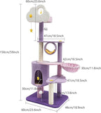 Cat Tree, Multi-Level Cat Tower for Large/Small Cats Climbing Kitty House with Resting Platforms & Scratching Posts Cats Activity Center Cat Climbing High Load Capacity (Purple)