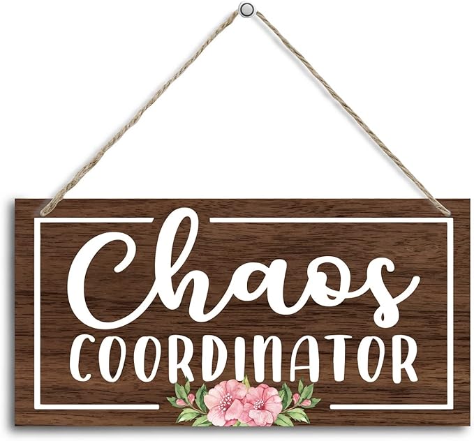 Easy Vibe Wood Decor Sign, Chaos Coordinator, Hanging Printed Wooden Plaque Décor, Creative Wood Sign, Sweet Home Decoration Wall Sign, Print Artwork for Classroom Office Hostel Wall Décor 12x6 inch