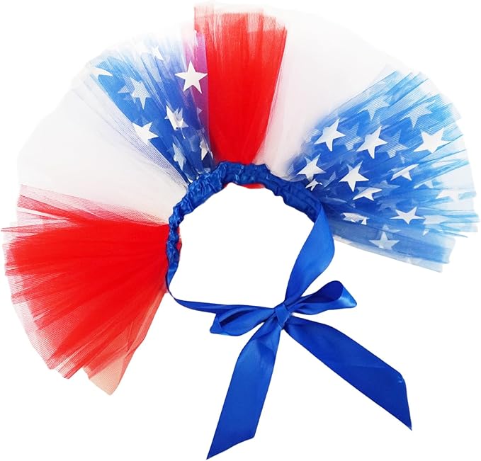 Dog Tutu Dress for Small Dogs Cats, Pets Costume Party Puppy Skirt Halloween Accessories (Red Blue White, X-Large)
