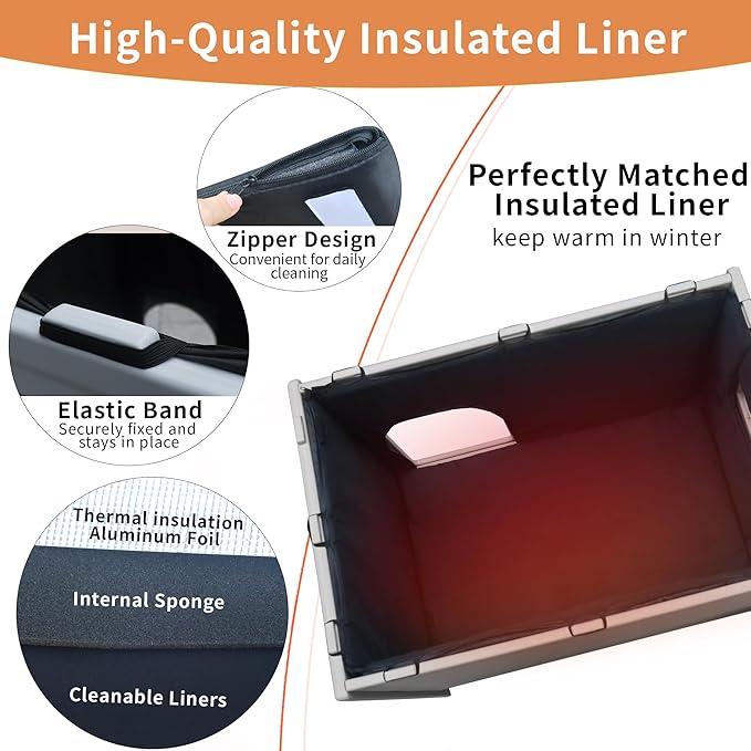 Rockever Insulated Dog House Outdoor Indoor for Small Medium Dogs, Insulated Dog House with Insulated Liner, Plastic Elevated Outdoor Dog House Waterproof Dog Kennel, Clean Easily((M & Liner)