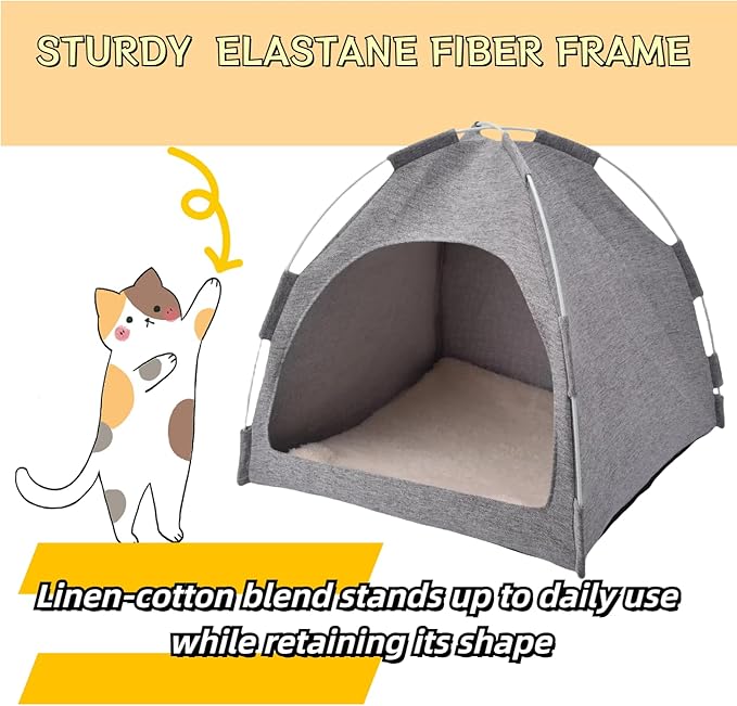 Cat Tent, Cat Houses for Indoor Cats, Quick Assembly and Disassembly, Portable Pet Tent, for Cats, Small Dogs and Other Small Animals (Light Gray)