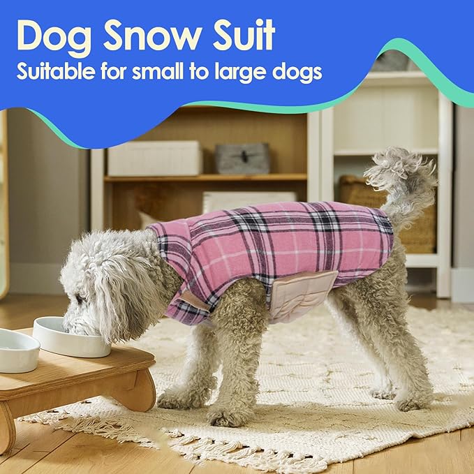MIGOHI Dog Jackets for Winter, Reversible, Windproof, Waterproof, Warm Dog Coat - British Style Plaid Dogs Winter Vest, Pink, 3XL