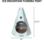 Furhaven Cat Cave Hideout w/ Catnip for Indoor Cats, Ft. Scratching Pad & Toys - Tundra Tent Corrugated Cat Scratcher Hideout - Ice Block Print, One Size