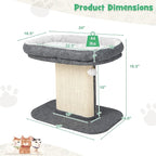 Tangkula Cat Tree for Indoor Cats, 2-Tier Cat Tower with Top Perch & Sisal Scratching Panel & Jingling Fur Ball Toy, Cozy Cat Bed with Scratching Post, Modern Small Kitten Activity Center (Grey)
