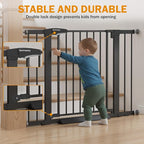 Baby Gate for Stairs, 29.7-43" Auto Close Dog Gate for Doorways & Hallways, Pressure Mounted Pet Gate with Walk Thru Door, Easy Install Safety Gate for Children & Pets, No Drilling, Dual-Lock Design