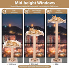 Cat Window Hammock 48" Adjustable Scratching Posts, Multi-Level Window Mounted Cat Tree with Natural Sisal and Track Toys for Large Cats, Climbing, Sunbathing & Bird Watching (Drill-Free)