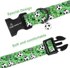 ARING PET Soccer Dog Collar, Cute Green Doggy Collars with Quick Release Buckle for Puppy Small Medium Large Boy Girl Dogs-XS