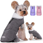 iBuddy Dog Winter Coat for Extra Small Dogs, Easy on XS Dog Snow Jacket Velcro Waterproof Pet Puffer Clothes with Harness Hole Adjustable Reflective Quilted Dog Cold Weather Vest for Boy 8-12 Pounds