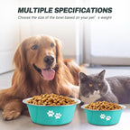 Stainless Steel Dog Bowls, Nonslip Rubber Bottom No Spill Proof Skid Metal Insulated Dog Bowls for Large Medium Small Breed Dogs (Green, 8.5 Cups/71 OZ)