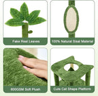 61" Large Cat Tree Tower for Indoor Cats with DIY Green Leaves Scratching Post Multi Soft Hang Ball Plush Cat House Furniture 360° Rotating Cat Scratch Board with Hammock, Green