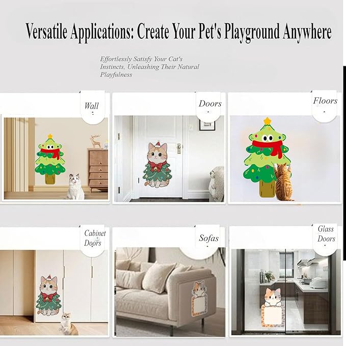 Wall Mounted Cat Scratching Pad with Back Adhesive Self-Adhesive Cat Scratcher Board for Wall, Door Sofa Extra Large Durable Cat Scratcher Mat for Indoor Cats Trimmable Design (Green)