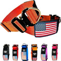 Tactical Dog Collar 2 Inch Wide Thick Heavy Duty Military Style with Metal Buckle, Adjustable for Medium - Large Breeds, Durable K9 Training Gear with Patch Area, USA Flag Patch, Strong and Secure Fit