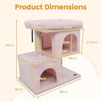 PETSITE 25.5-inch Small Cat Tree, Modern Multi-Level Cat Tower with 2 Comfy Condos, Sisal Scratching Posts, Large Plush Top Perch, and Anti-Tipping Kits, Ideal for Indoor Cats and Kittens (Pink)