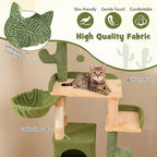 PETSITE 63 inch Cactus Cat Tree, Multi-Level Tall Cat Tower with Sisal Scratching Posts and Board, Comfy Condo, Rotatable Basket, Hanging Toys, and Anti-tipping Device, Modern Cat Tree for Indoor Cats