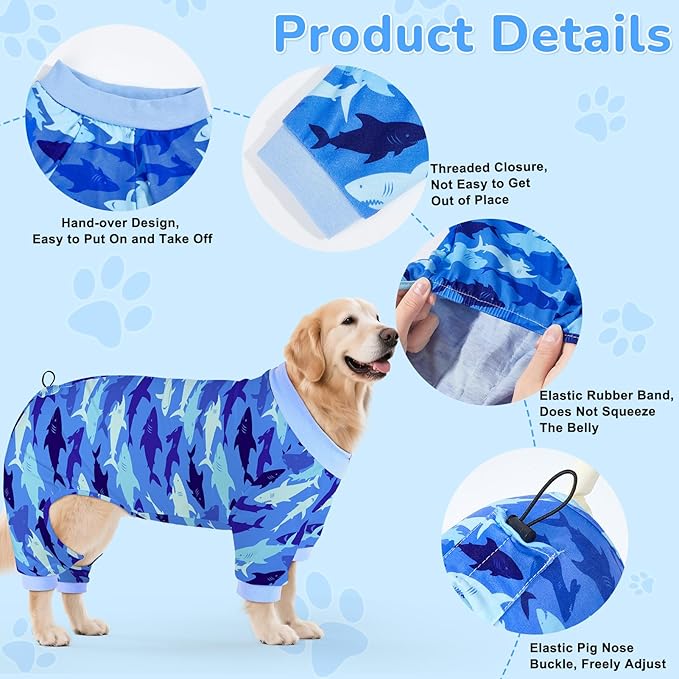 Glittme 2PACK Dog Pajamas Soft Dogs Clothes for Small Medium Dogs Elastic Cats Apparel Breathable Dog Pjs for Puppy