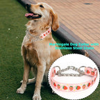 Pink Strawberry Martingale Dog Collar with Chain - No-Pull Training Collar Soft & Durable Design for Medium, Large & XL Dogs (XL Strawberry)