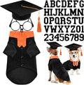 5 Pcs Dog Graduation Costume Set Include 2026 Pet Graduation Gown with Stole Puppy Grad Cap Lensless Glasses DIY Letter Stickers for Dogs Cats Holiday Costume Accessory(Black Orange,L)