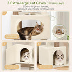 Globlazer Extra Large Cat Tree Tower for Indoor Cats Large Adult, 80in Tall Heavy Duty Cat Tree with 3 Spacious Cat Condos, Oversized Fan-Shaped Perch, 6 Full Sisal Scratching Posts, S80, Beige
