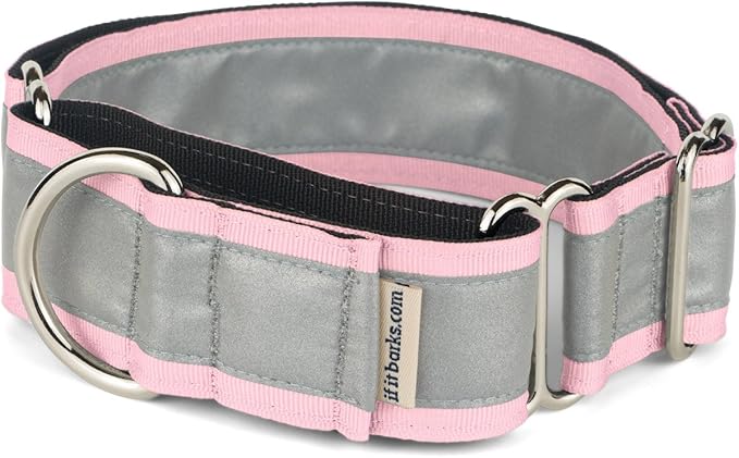 If It Barks - 1.5" Reflective Martingale Collar for Dogs - Adjustable - Made in USA - Strong, Durable, and Comfy - Ideal for Training - Suitable for Most Breeds - Large, Pink