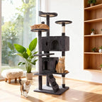 BestOffice 54 Inch Cat Tree, Multi-Level Cat Tower with Condo, Perches, Sisal Scratching Posts, Climbing Ladder,Indoor Activity Center Play House for Kittens & Adult Cats, Ashy